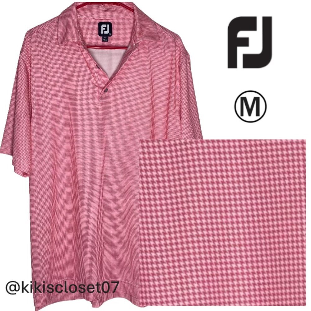 FootJoy Pink and White Plaid Golf Polo / M